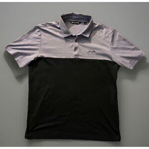 Travis Mathew Collared Polo Shirt Blue Color Block Embroidered Logo Large
